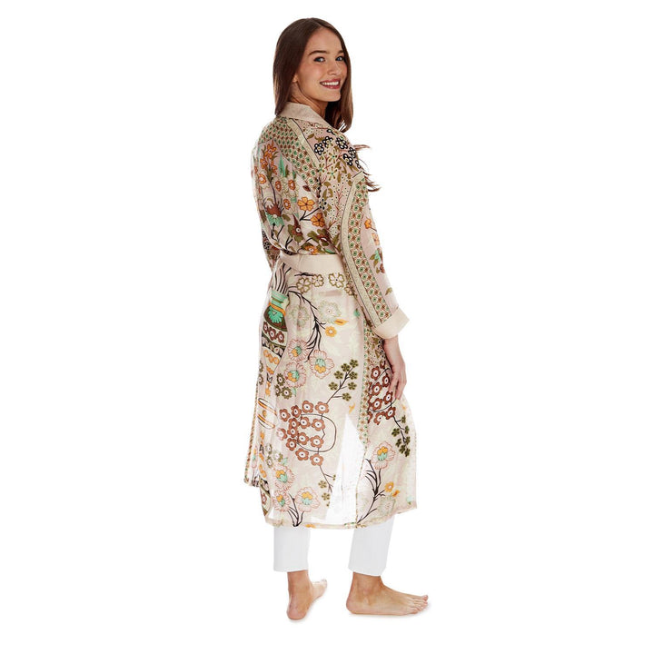 Floral Arch Robe With Removable Waist Tie