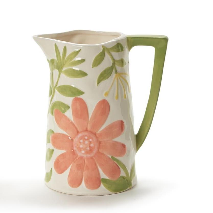 Hand Painted Floral Pitcher- Large