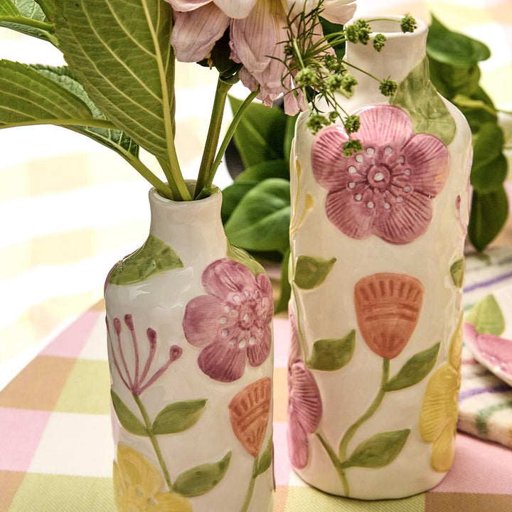 Hand Painted Floral Vase- Short