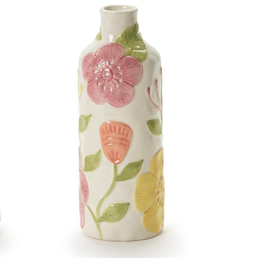 Hand Painted Floral Vase- Tall