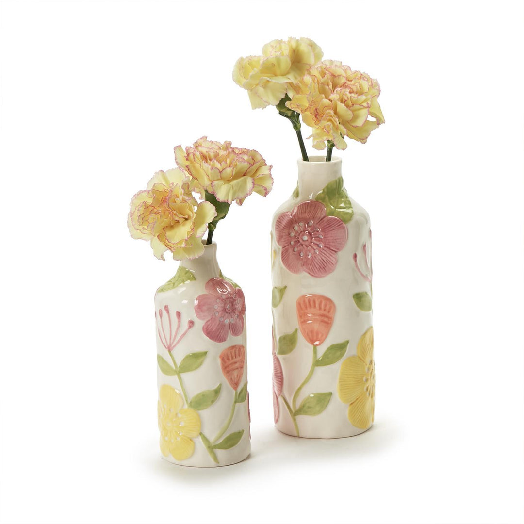 Hand Painted Floral Vase- Tall