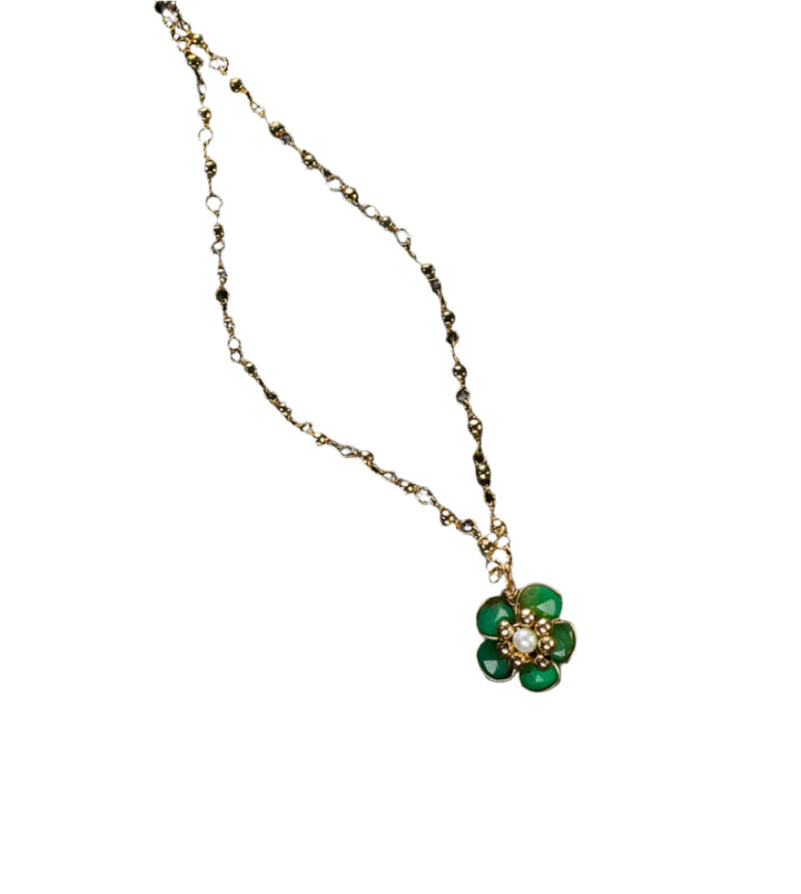 Chrysophrase Hibiscus Flower Necklace