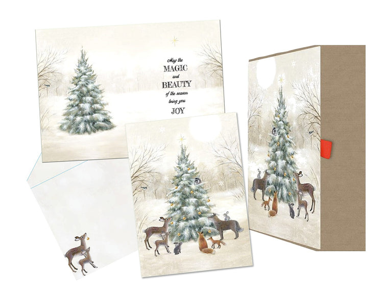 Forest Animal Christmas Tree Cards & Keepsake Box