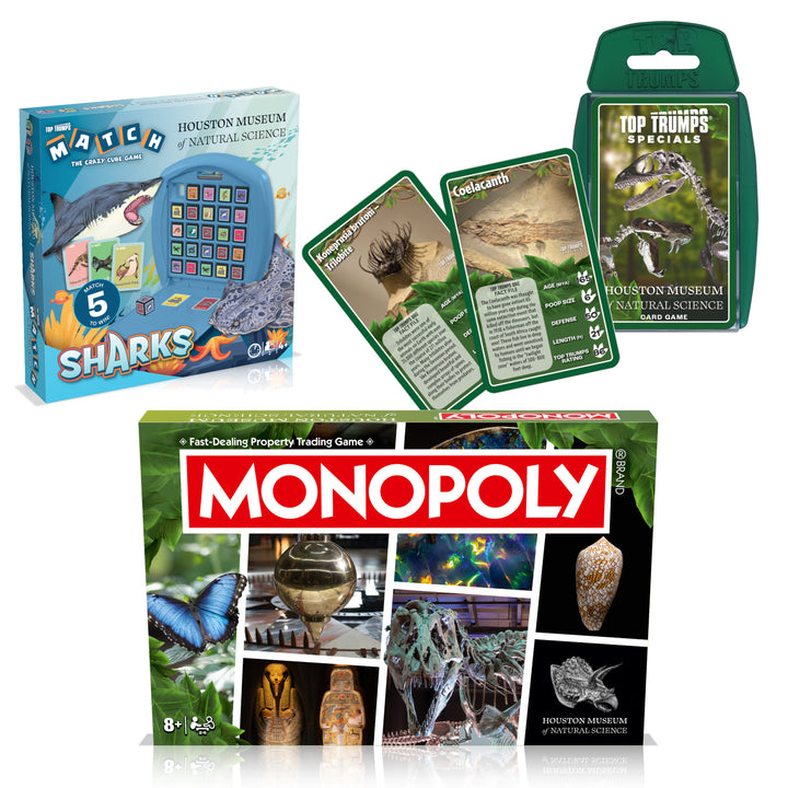 *FINAL SALE* HMNS Game Bundle- Monopoly, Top Trumps, and Sharks! Match