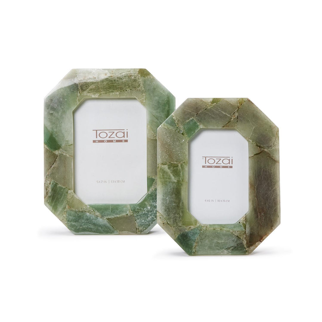 Green Quartz Octagon Picture Frame, 4 x 6 Inches