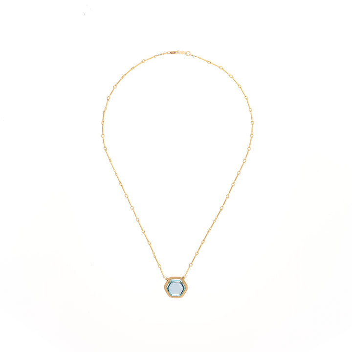 Aquamarine Hexagon Necklace