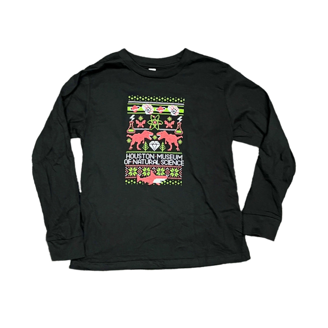 black long sleeve dinosaur embroidered pattern