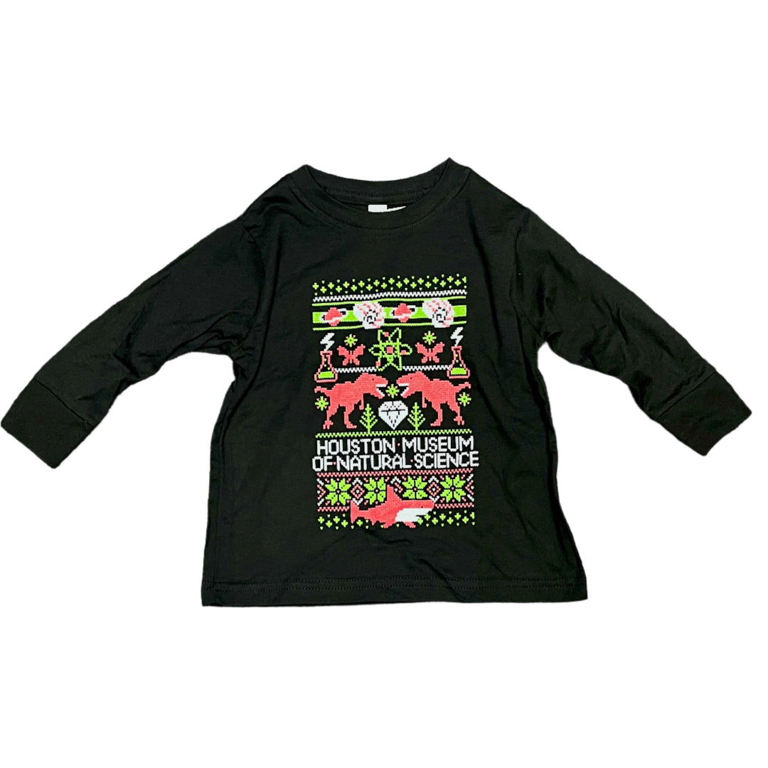 black long sleeve dinosaur embroidered pattern