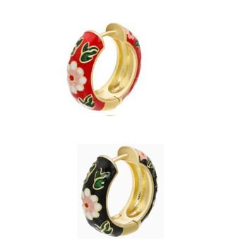 *FINAL SALE* Cloisonne Hoop Earrings, 18K Plated