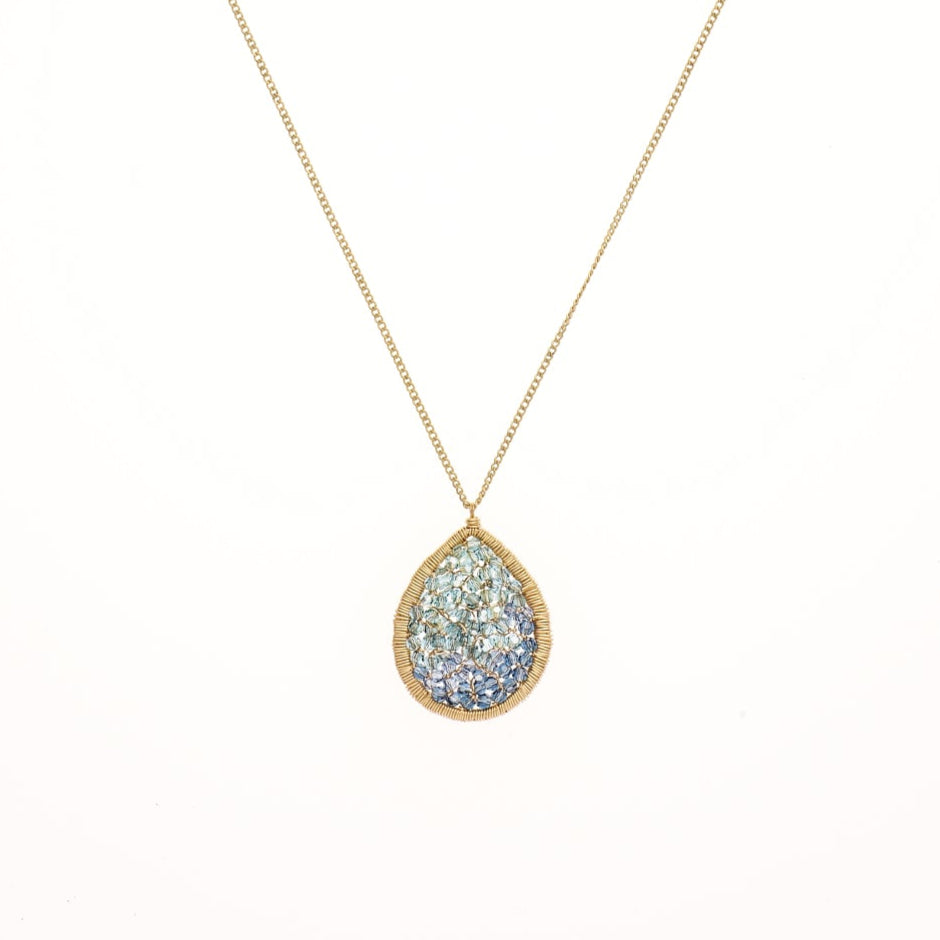 Indigo Mix Mosaic Teardrop Necklace