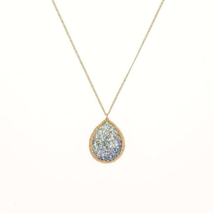 Indigo Mix Mosaic Teardrop Necklace