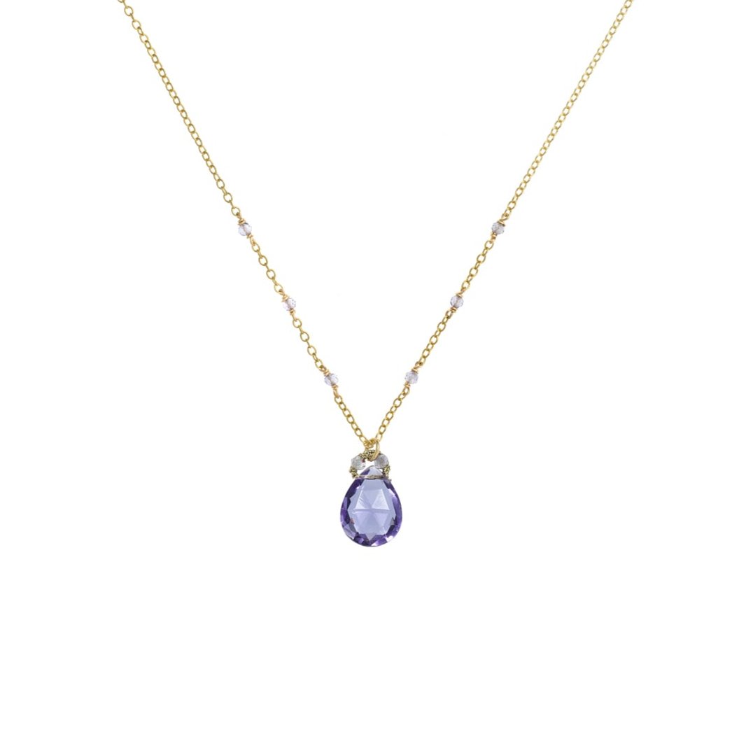 Iolite Beads and Drop Necklace