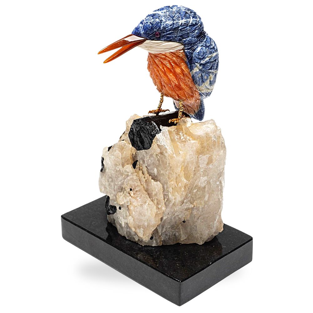 Kingfisher on Schorl Carving