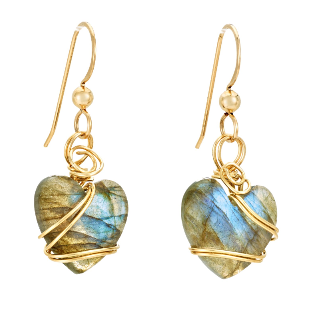 Labradorite Heart Earrings