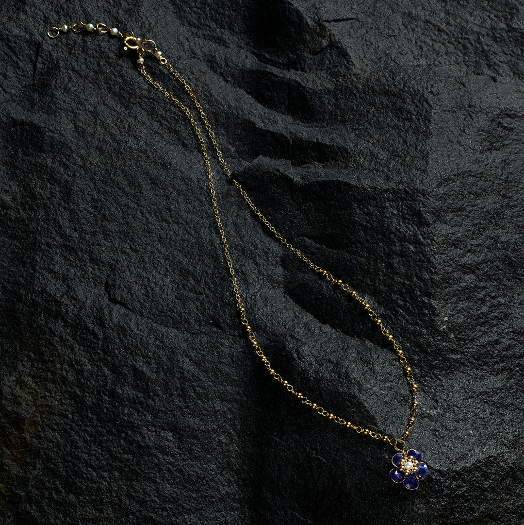 Lapis Hibiscus Necklace