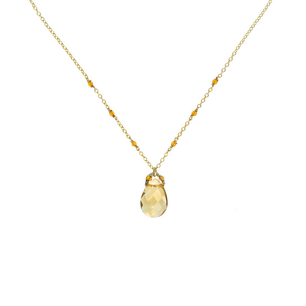 Citrine Beads and Drop Necklace