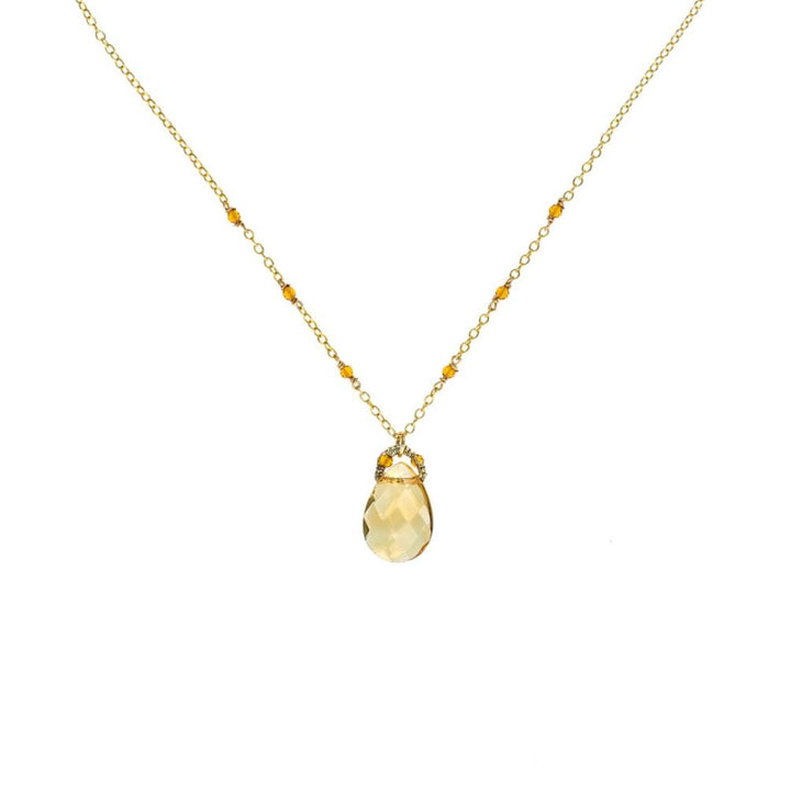 Citrine Beads and Drop Necklace