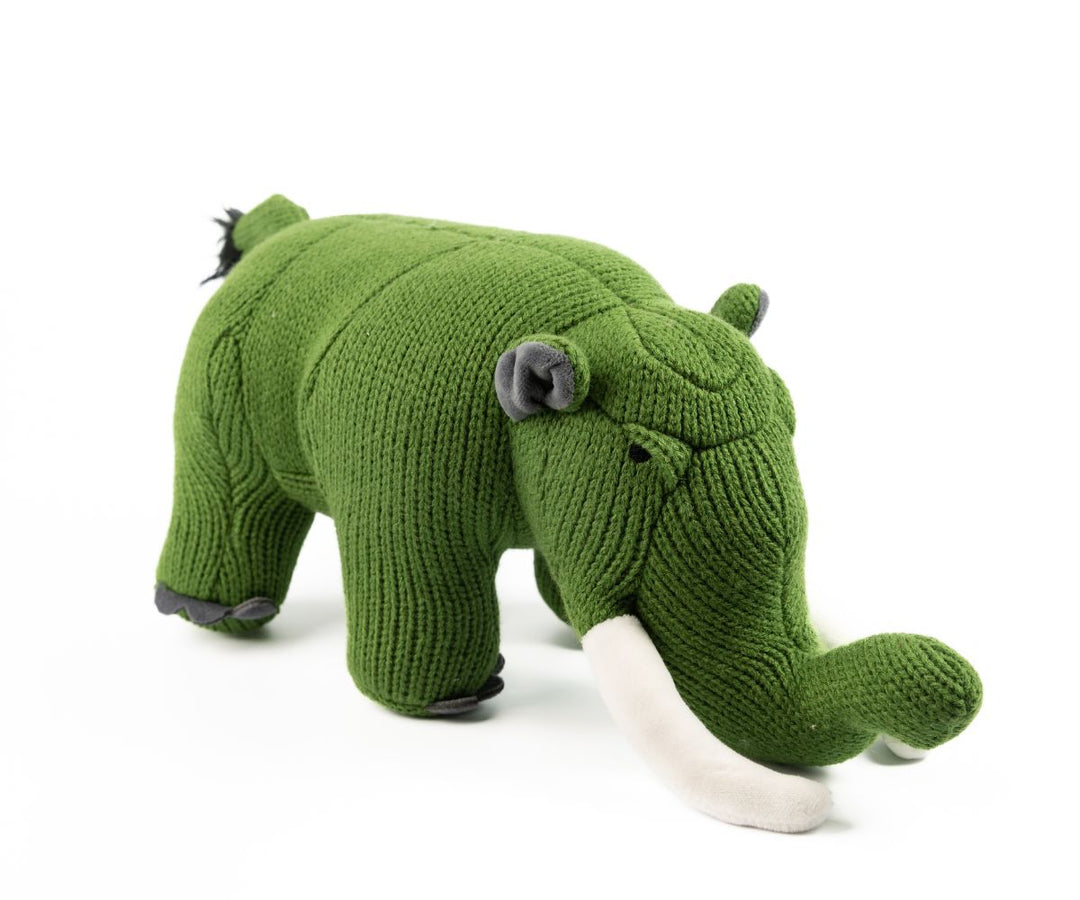 Moss Green Knitted Mastodon Toy