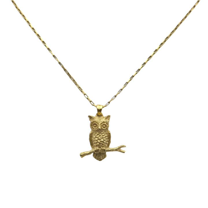 18k Gold-Plate Small Owl Necklace