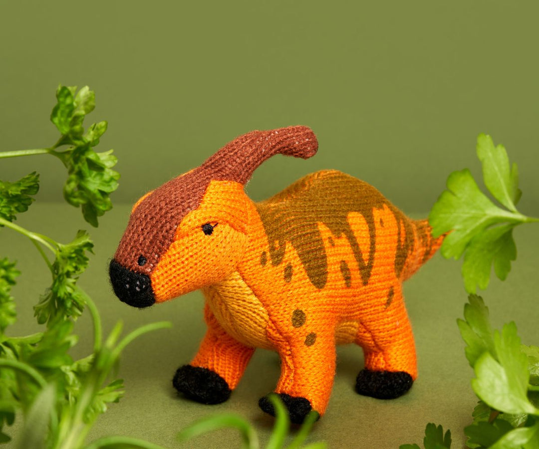 Parasaurolophus Knitted Rattle Plush Toy