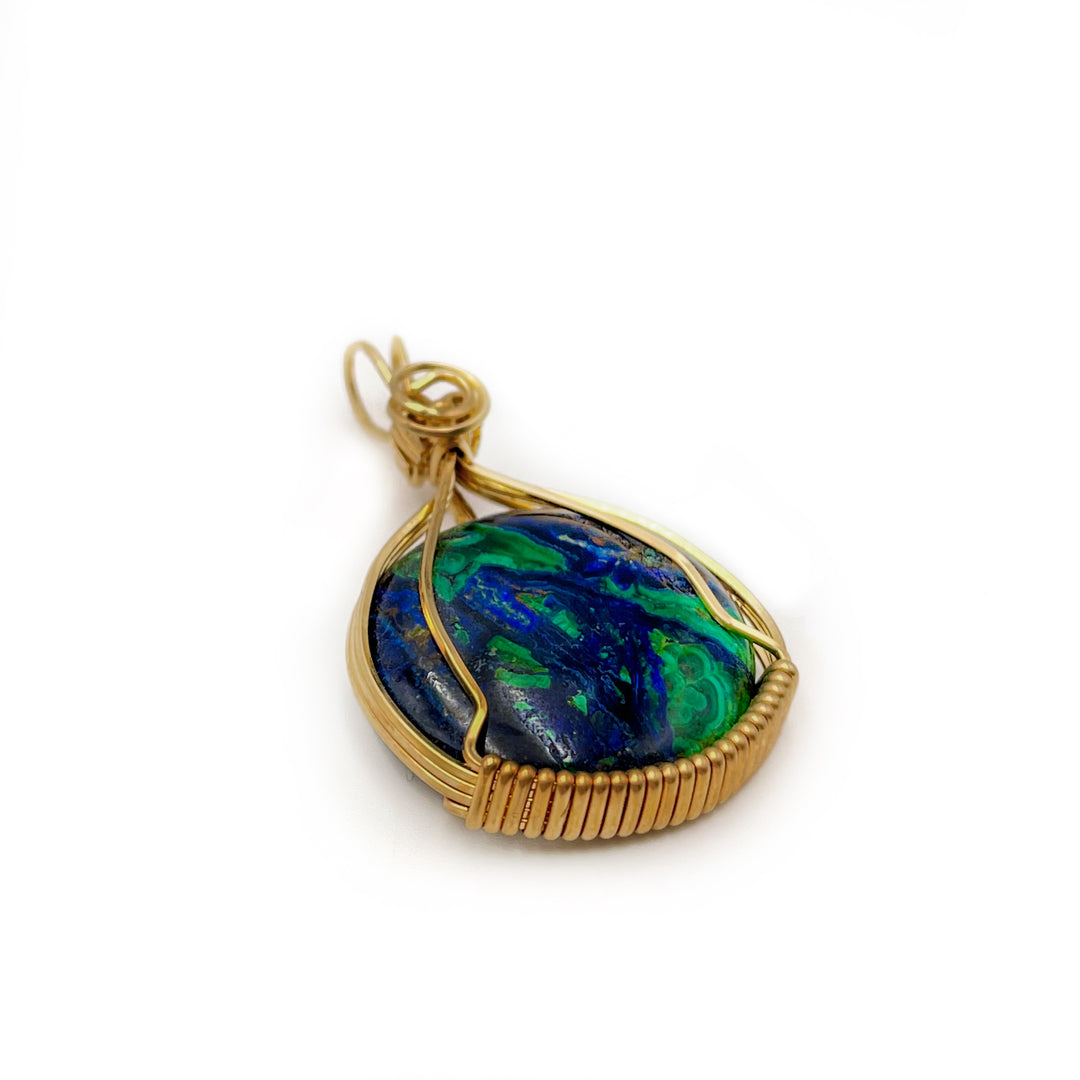 Azurite & Malachite Round Pendant