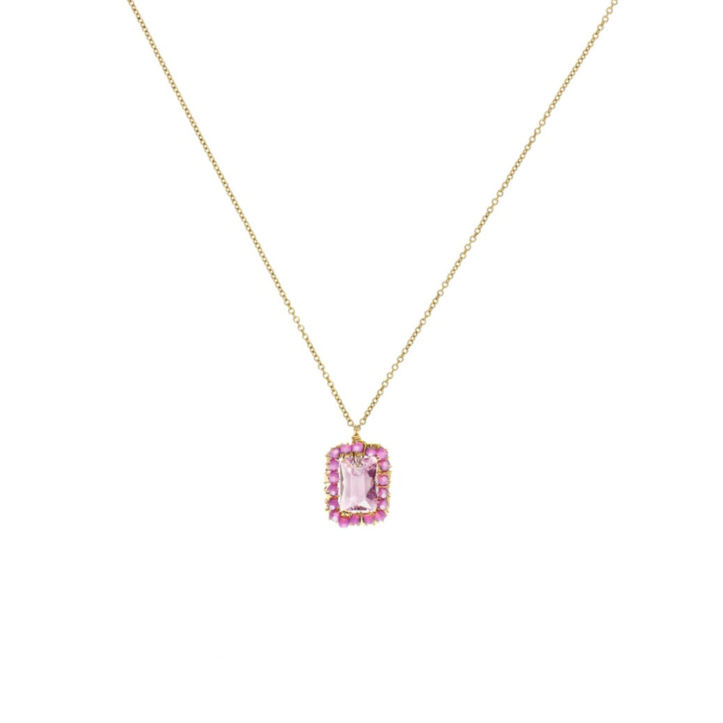 Orchid Mix Square Pendant Necklace