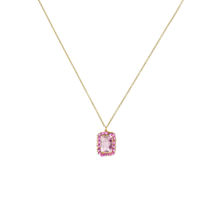 Orchid Mix Square Pendant Necklace