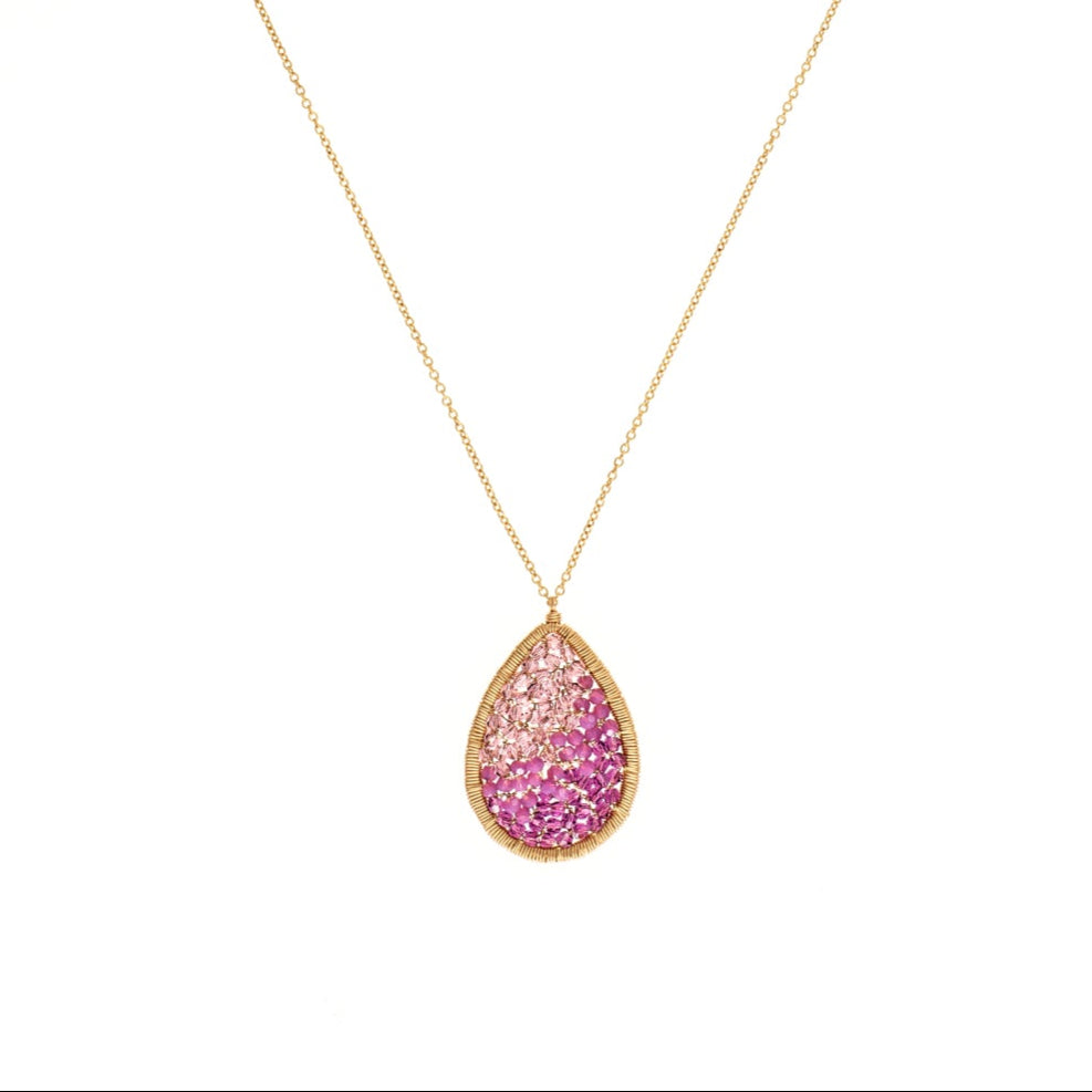Beaded Mosaic Teardrop Necklace