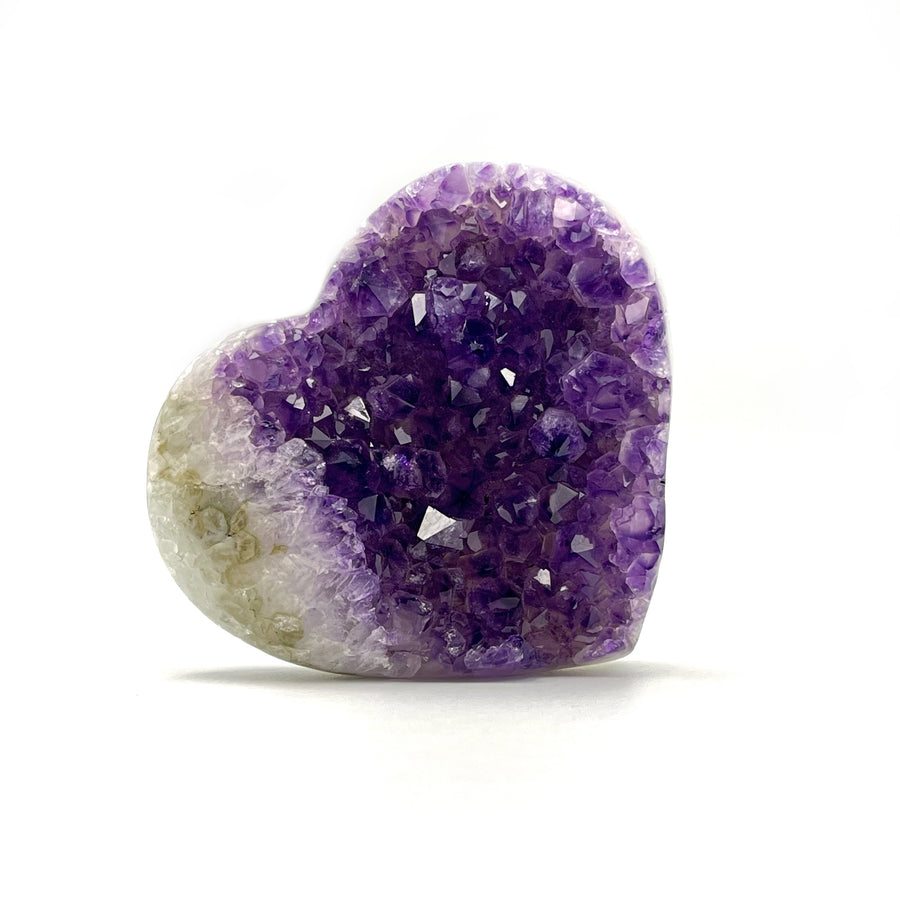 heart shaped purple amethyst carving