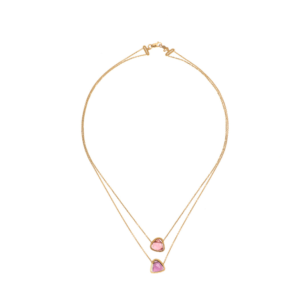 Amethyst and Rose Quartz Double-Strand Necklace