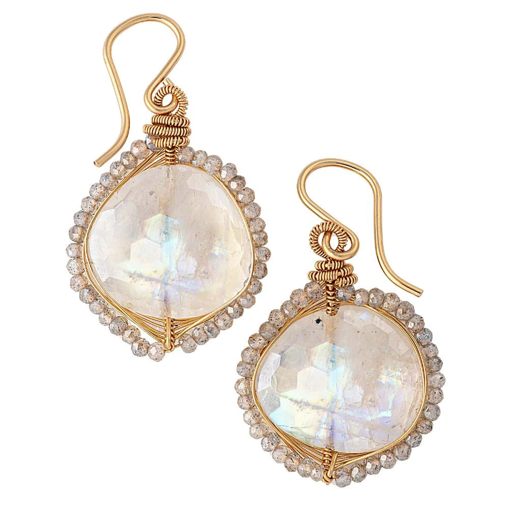 Rainbow Moonstone Wrap Earrings