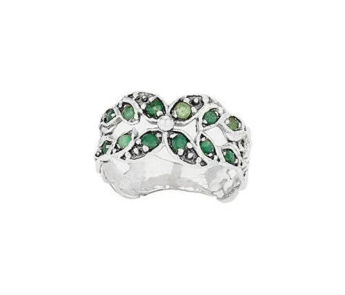 12 Emerald Flower Ring