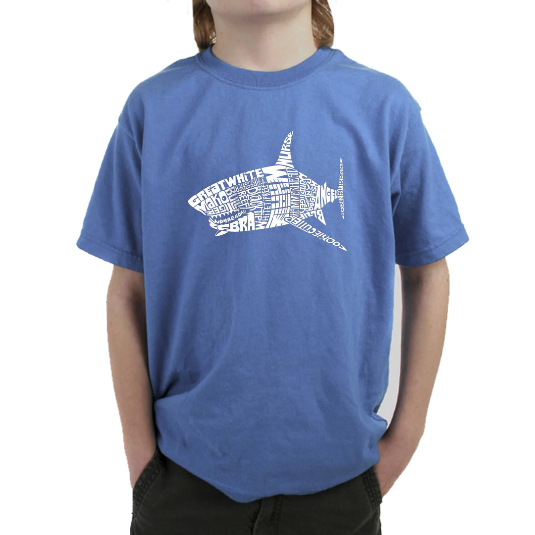 HMNS Royal Blue Shark Name Youth T-Shirt