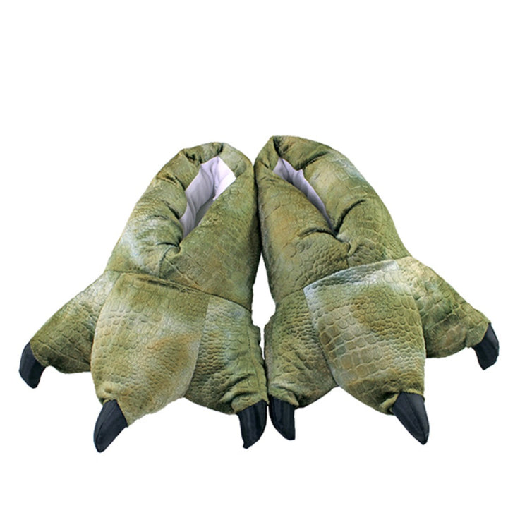 Green Dinosaur Feet Slippers, Small