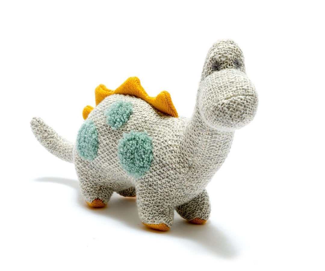 Gray & Teal Spot Knitted Diplodocus Plush Toy