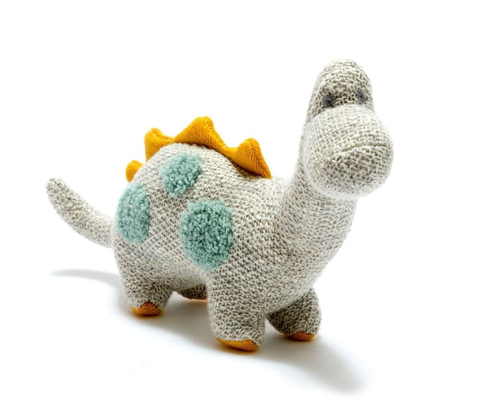 Gray & Teal Spot Knitted Diplodocus Plush Toy