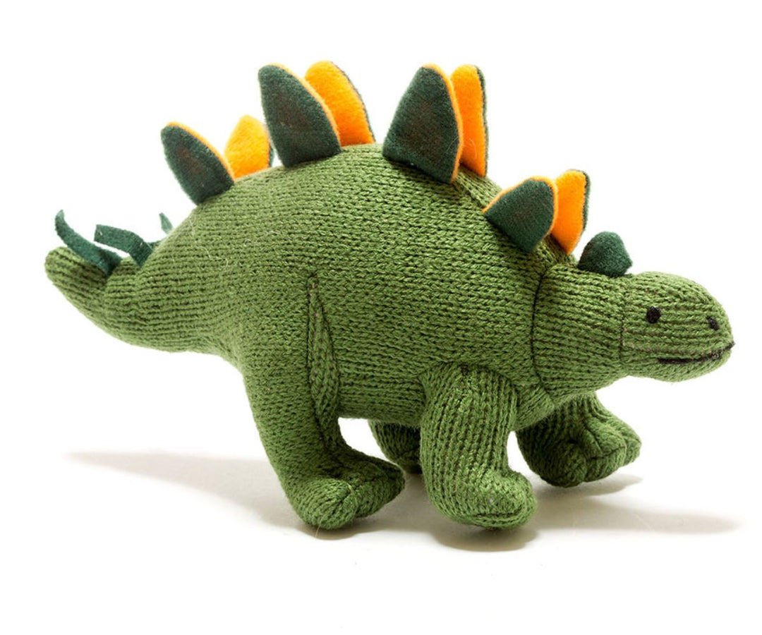 Moss Green Knitted Stegosaurus Rattle