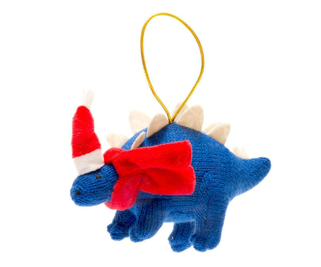 Christmas Stegosaurus Knitted Decoration