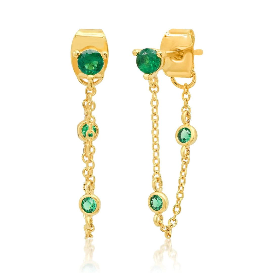 Green Dangle Stud with Accent Earrings