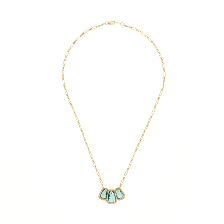 Teal Quartz Triple Stone Necklace