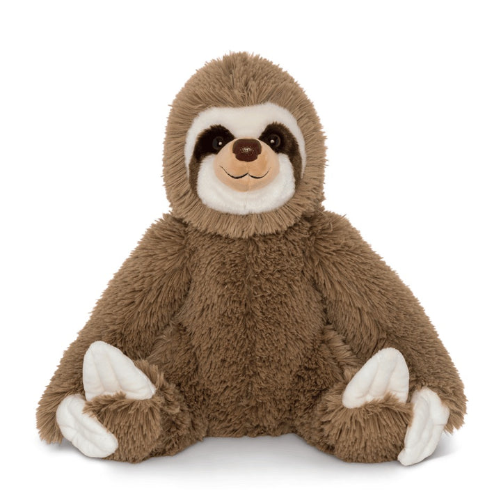 brown sloth plush toy on white background