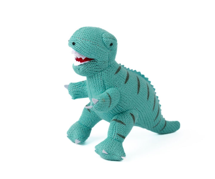 Ice Blue Knitted T. rex Rattle