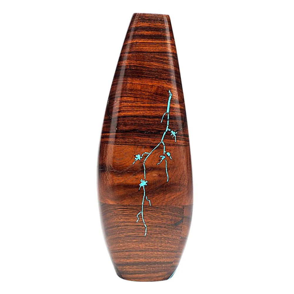 Turquoise Vine Ironwood Vase