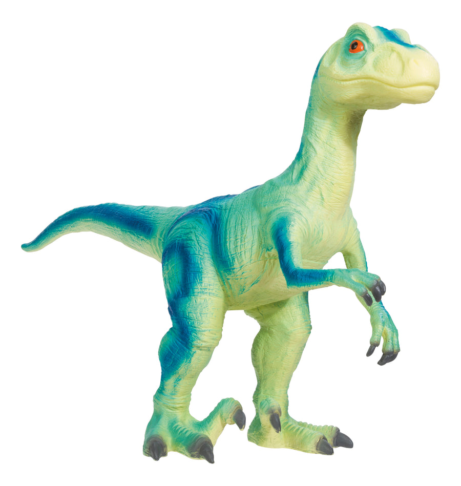 blue toy dinosaur figure on a white background