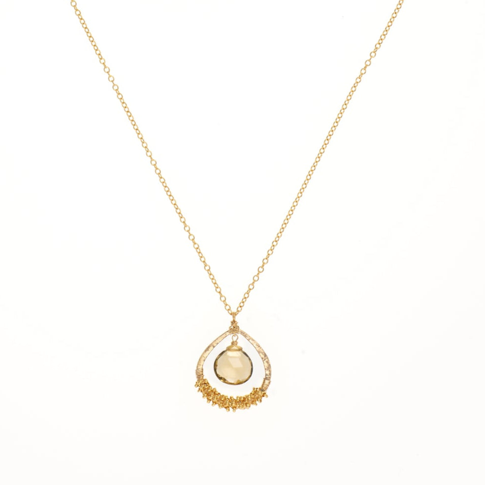 Whisky Quartz Teardrop Necklace