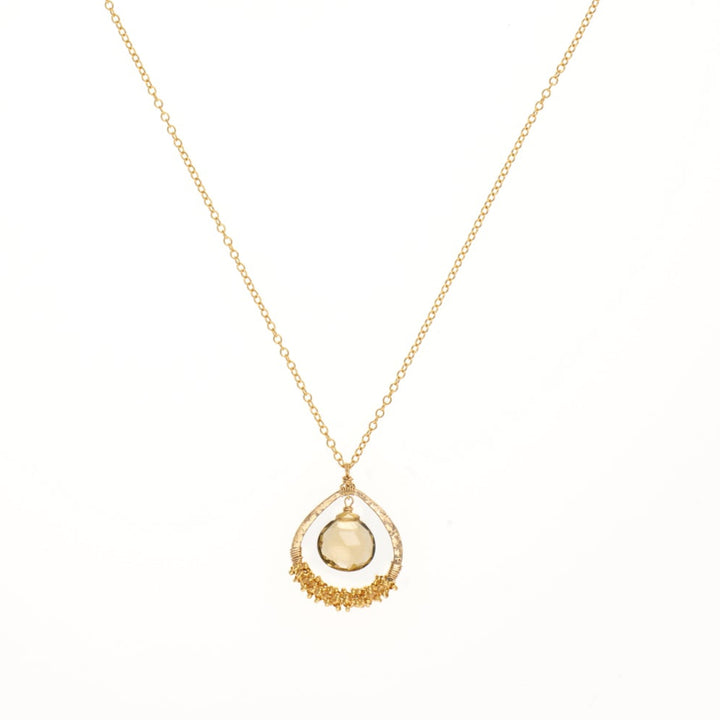 Whisky Quartz Teardrop Necklace