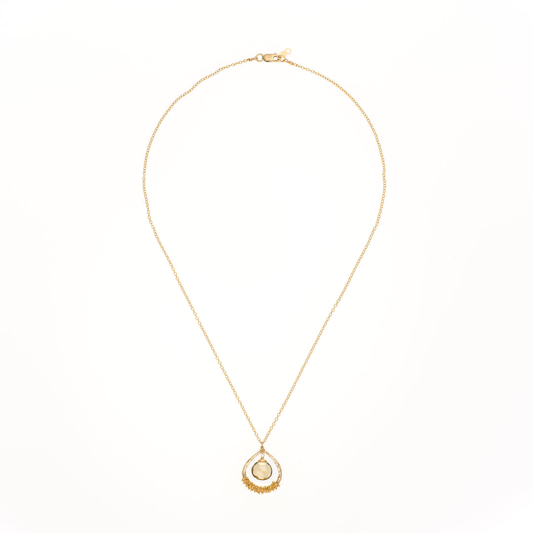 Whisky Quartz Teardrop Necklace