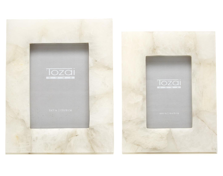 White Quartz Stone Frame, 4 x 6 Inches