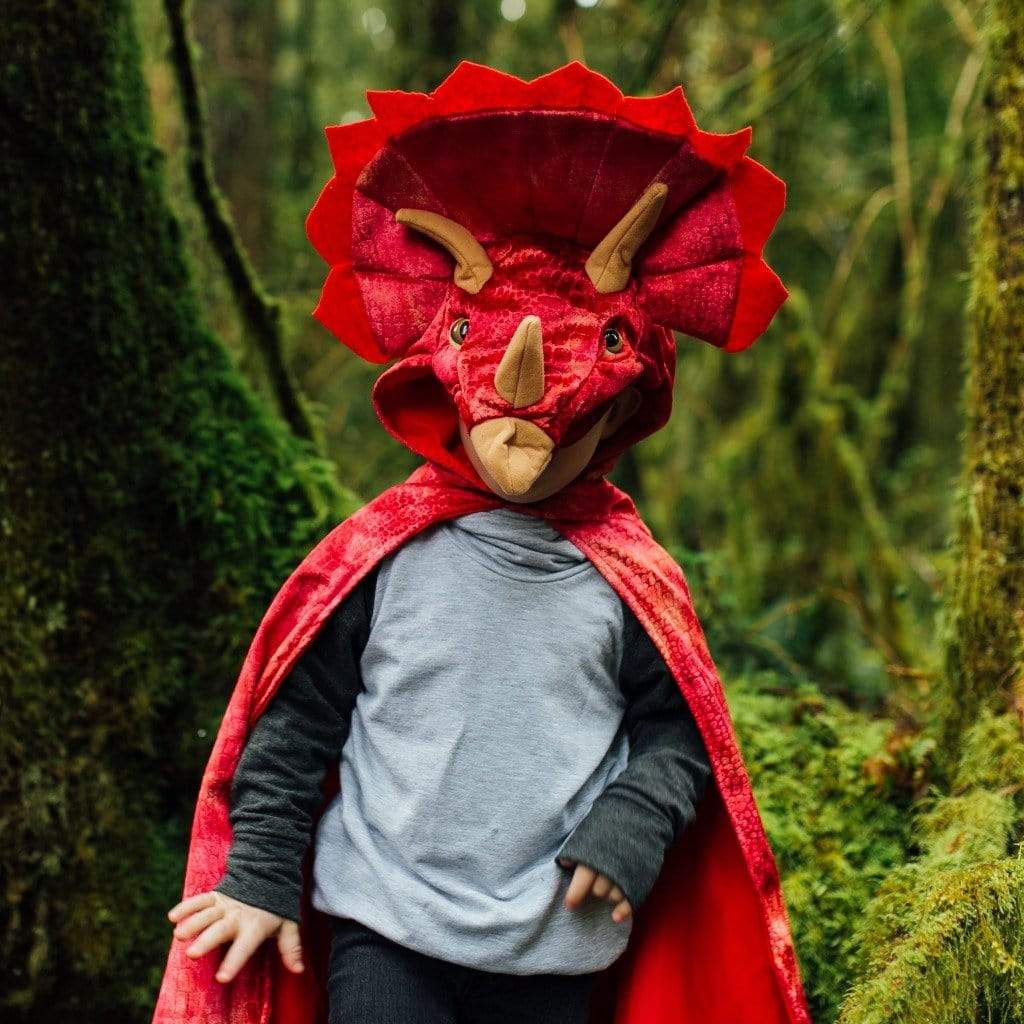 Triceratops Hooded Dinosaur Cape Red
