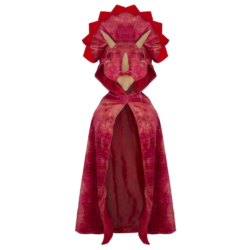 Triceratops Hooded Dinosaur Cape Red